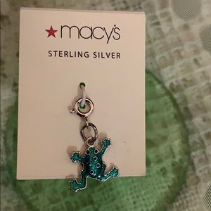 NIP Macy’s 925 Sterling Silver enameled Green Frog charm El Coqui’ pendant